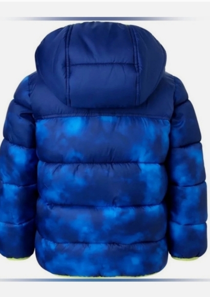 SNOZU Navy Blue/Camo/Neon Green Puffer Hooded Jacket Quilted Pockets‎ - Picture 2 of 5